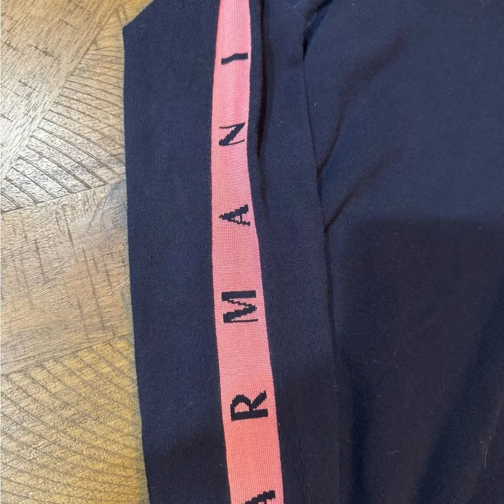 A/X Armani Exchange Women’s V-Neck Sweater in Navy with Pink and Blue Accents